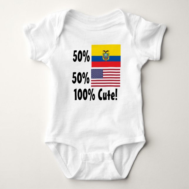 50% Ecuadorian 50% American 100% Cute Baby Bodysuit (Front)