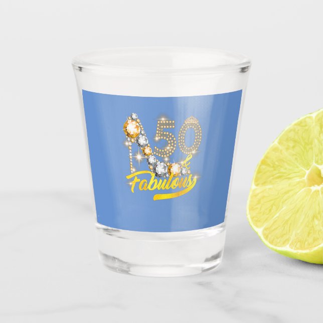 50 Fabulous 50th Birthday 50 Year Old Diamond Shot Glass (Front)