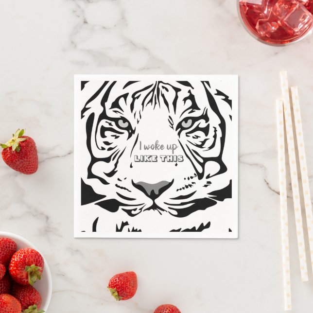 50 & Fabulous 50th Birthday Black Bengal Tiger  Napkin (Insitu)