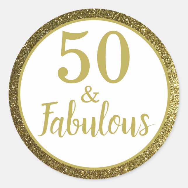 50 & Fabulous 50th Birthday Party Classic Round Sticker (Front)