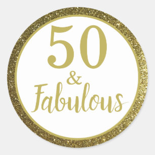 50 & Fabulous 50th Birthday Party Classic Round Sticker