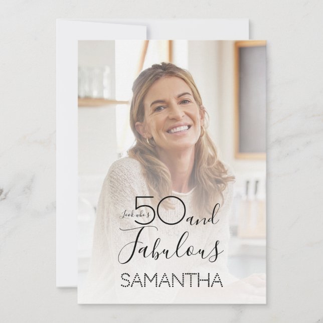 50 & Fabulous 50th Birthday Party Minimal Photo Invitation (Front)