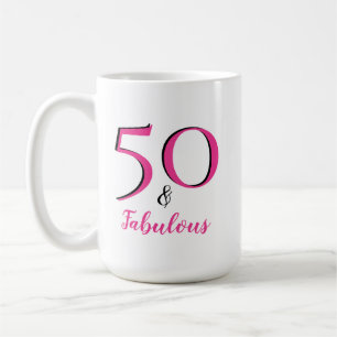 50 & Fabulous 50th Birthday Party Pink & Black Coffee Mug