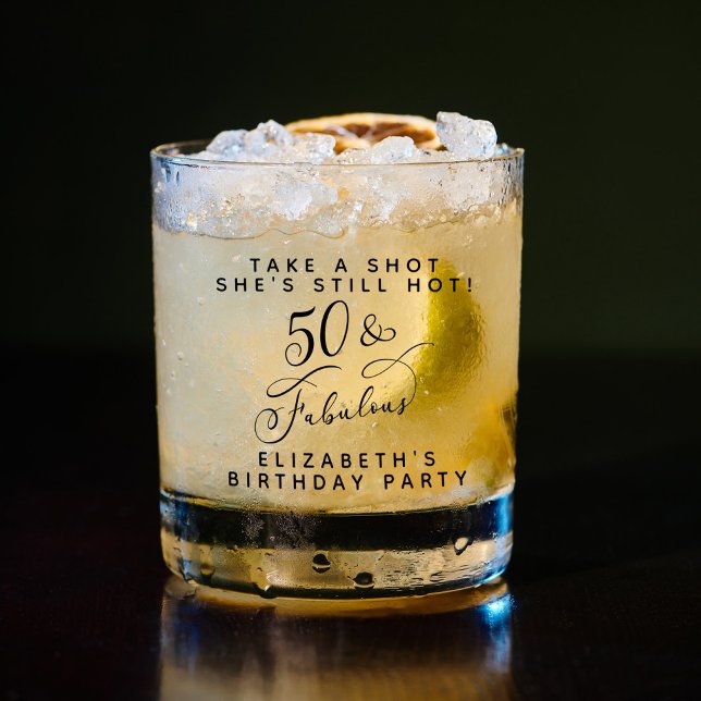 50 Fabulous 50th Birthday Party Whiskey Glass (Creator Uploaded)