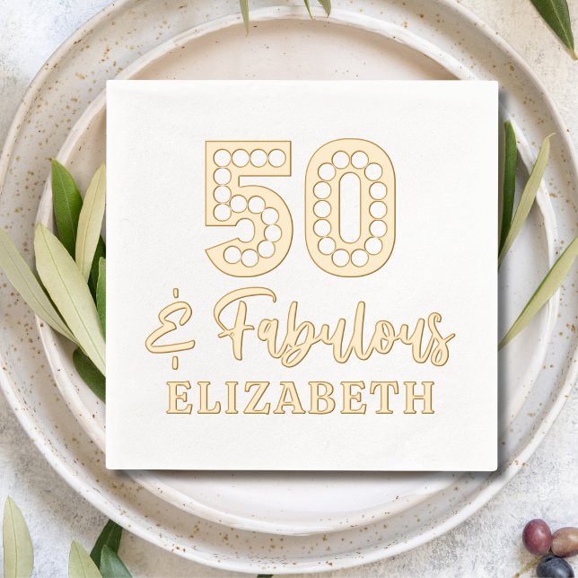 50 & Fabulous 50th Birthday Personalised Name Foil Napkins (Creator Uploaded)