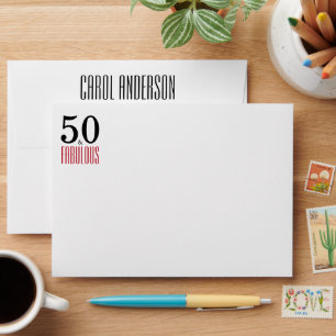 50 & Fabulous 50th Birthday Return Address Printed Envelope