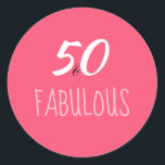 50 & Fabulous 50th Birthday Sticker<br><div class="desc">This bold bright "50 and Fabulous" 50th Birthday Sticker is makes a great detail on the back of an invitation envelope as a seal. Text and background colours can be modified in the editor.</div>