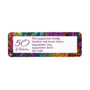 50 & Fabulous Abstract PURPLE Return Address Label