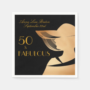 50 & Fabulous Art Deco Elegant gold 50th Birthday Napkin
