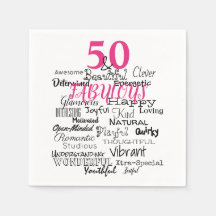 50 & Fabulous Birthday A to Z Typography Fun Pink