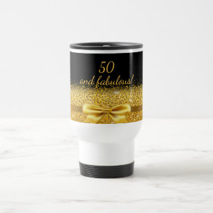 50 fabulous birthday black gold elegant name travel mug