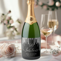 50 fabulous birthday black silver glitter drips