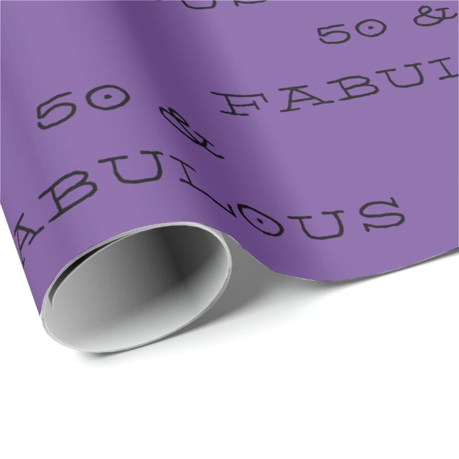 50 & Fabulous Birthday Black Text Wrapping Paper (Roll Corner)