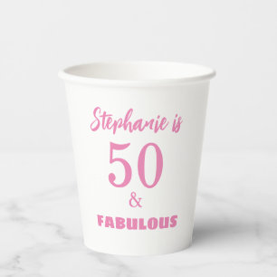 50 Fabulous Birthday Custom Colour Name Monogram Paper Cups