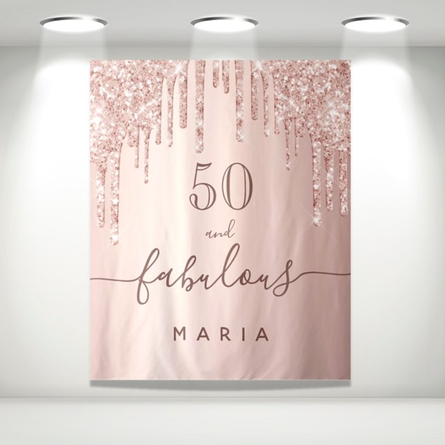 50 fabulous birthday glitter rose gold sparkle tapestry (Creator Uploaded)