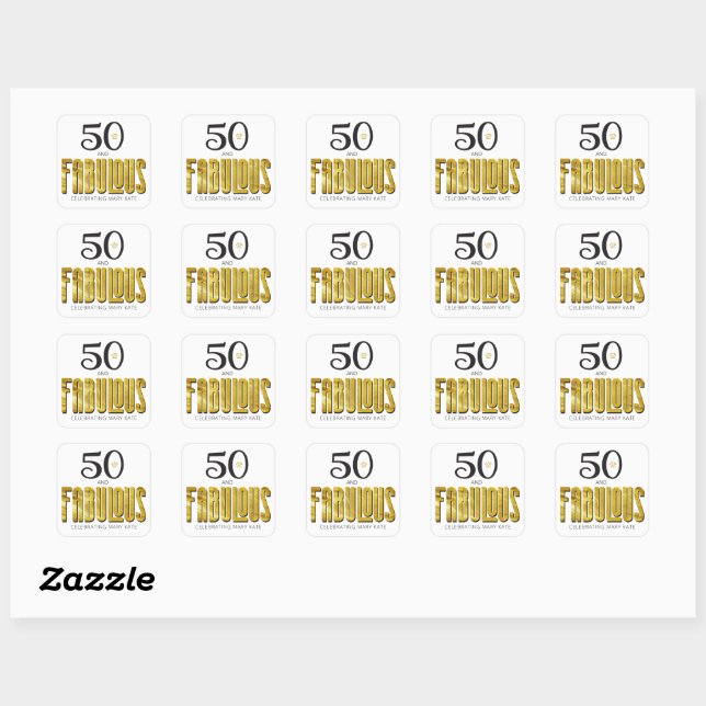 50 Fabulous Birthday Gold Metallic Sticker (Sheet)