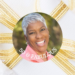 50 fabulous birthday gold name classic round sticker