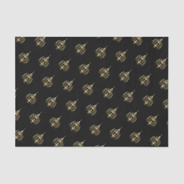 50 & Fabulous Birthday Golden Chandeliers Tissue Paper (Front)