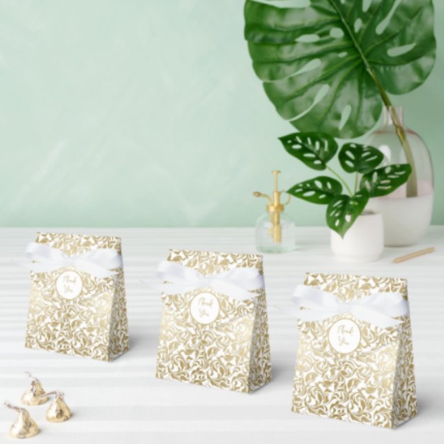 50 & Fabulous Birthday Golden Floral Swirls  Favour Box (Creator Uploaded)