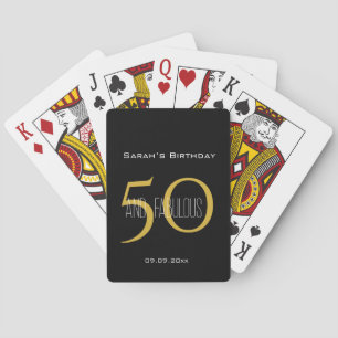 50 & Fabulous Birthday Modern Black and Gold  Playing Cards