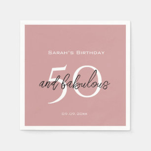 50 & Fabulous Birthday Modern Dusty Pink Girly Napkin