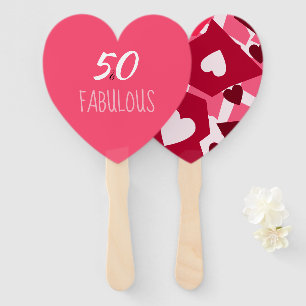 50 & Fabulous Birthday Party Heart Shaped Fans