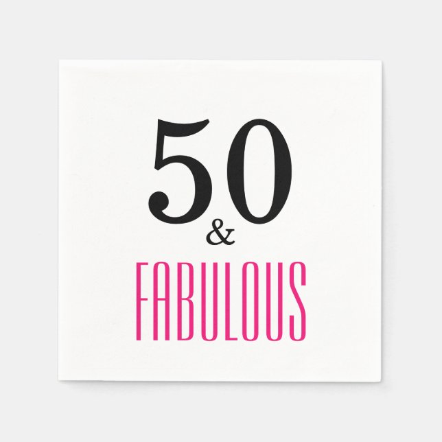 50 & Fabulous Birthday Party Napkin (Front)