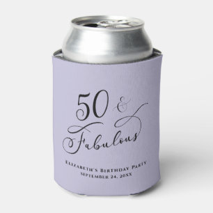 50 Fabulous Birthday Party Purple Personalised Can Cooler
