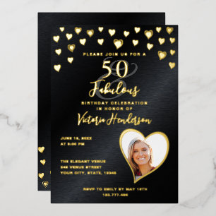 50 & Fabulous Birthday Photo Black & Gold