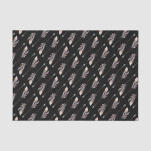 50 & Fabulous Birthday Pink Boho Feathers Black Tissue Paper