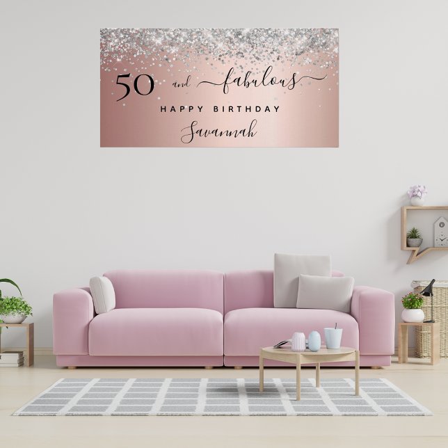 50 Fabulous birthday rose gold silver glitter glam Poster (Creator Uploaded)