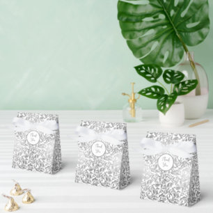 50 & Fabulous Birthday Silver Floral Swirls  Favour Box
