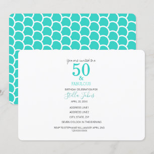 50 & Fabulous Birthday Turquoise Mermaid Beach Invitation