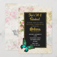 50 & fabulous Birthday with Vintage Collage Invite