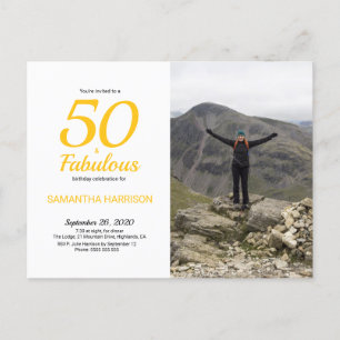 50 & Fabulous Birthday Yellow Black Photo Postcard