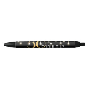 50 & Fabulous Black Gold String Lights Retro Black Ink Pen