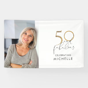 50 & Fabulous Black & White 50th Birthday Photo Banner