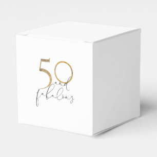 50 & Fabulous Black & White Gold 50th Birthday Favour Box