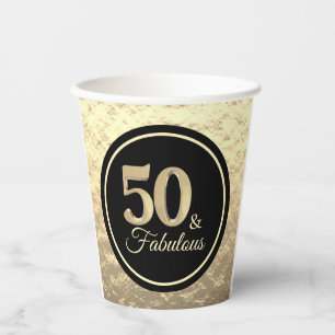 50 & Fabulous Classy Gold Paper Cups