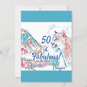 50 & Fabulous Cougar Wildcat 50th Birthday Party Invitation
