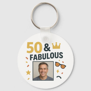 50 & Fabulous Custom Photo Birthday Key Ring