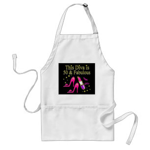 50 & FABULOUS DAZZLING DIVA DESIGN STANDARD APRON