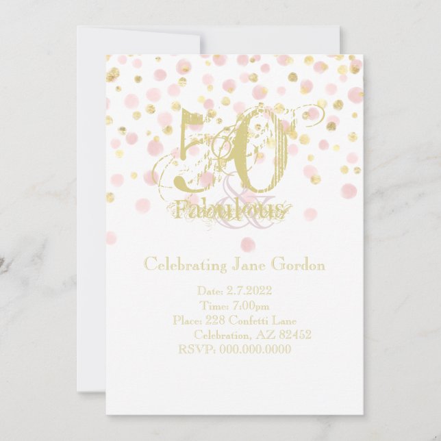 50 & Fabulous Elegant Birthday Invitation  (Front)