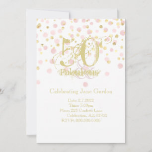 50 & Fabulous Elegant Birthday Invitation 