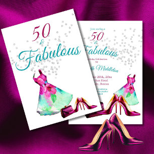 50 Fabulous Elegant Glitter Floral Purple Birthday Invitation