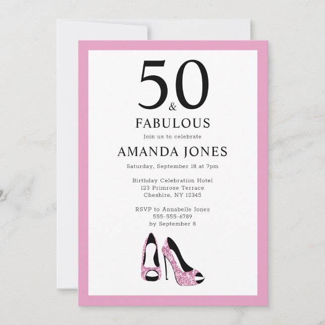 50 & Fabulous Fiftieth Birthday Party Invitation (Front)