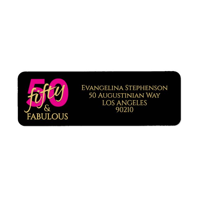 50 Fabulous Fiftieth Birthday Return Address Label (Front)