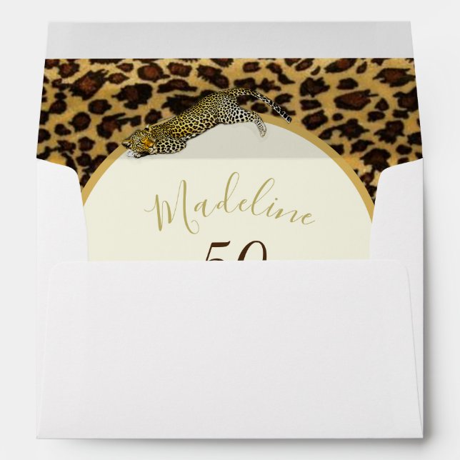 50 Fabulous Fiftieth Leopard Print Wild Birthday Envelope (Back (Bottom))