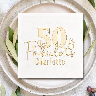 50 & Fabulous Fifty Fiftieth Birthday Personalised Foil Napkins