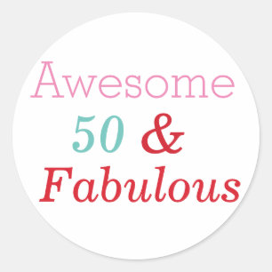 50 & Fabulous Fun 50th Birthday Sticker